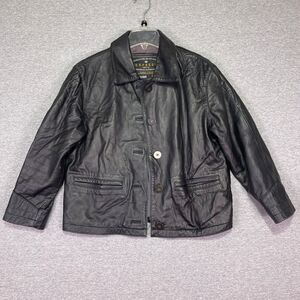 Vintage 90s Y2K EXPRESS Womens XS Black Supple Soft Leather Button Front Jacket